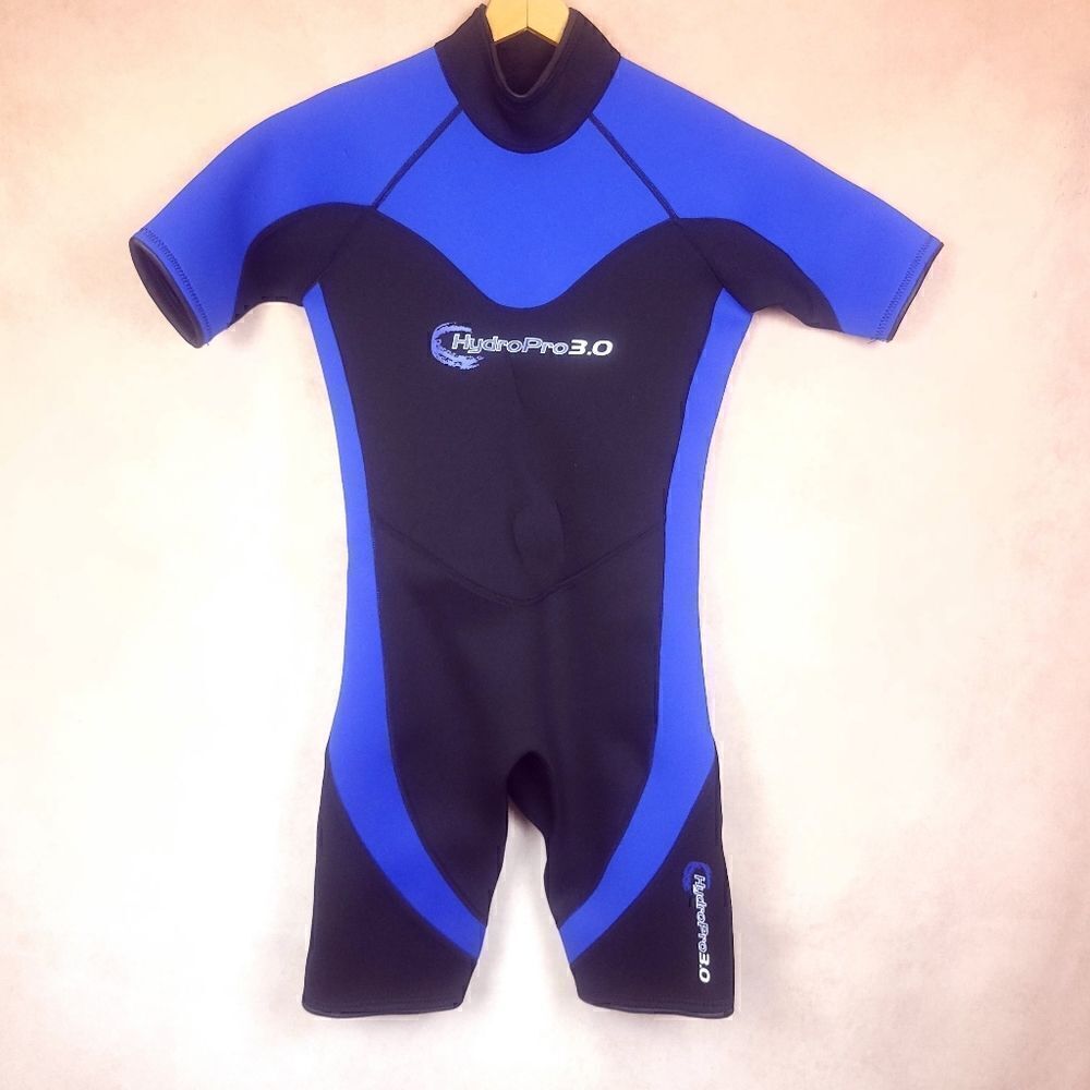 Hydropro 3.0 Black Blue Short Sleeve Wetsuit Size Medium